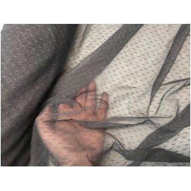 Tulle Plumetis Elasthanne Gris En Résille Au Mètre Pour Justaucorps.