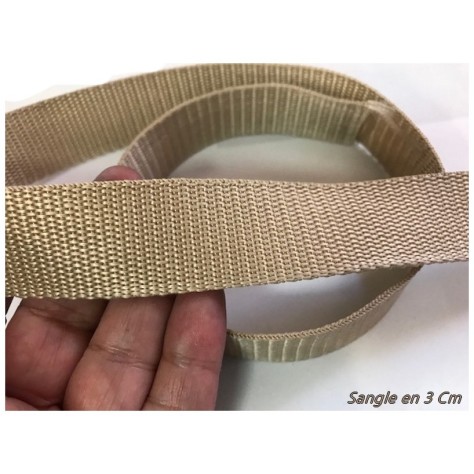 Sangle Au Mètre En 3 Cm Beige Pour Ceintures Et Sacs.