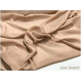 Mousseline de Soie Lycra Stretch Nude Couture Au Mètre.