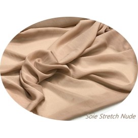 Mousseline de Soie Lycra Stretch Nude Couture Au Mètre.