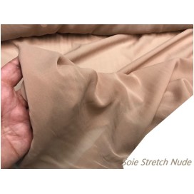Mousseline de Soie Lycra Stretch Nude Couture Au Mètre.