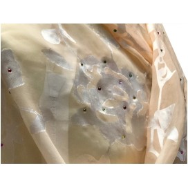 Tissu Mousseline De Soie Dévoré Saumon Au Mètre Couture