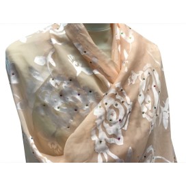 Tissu Mousseline De Soie Dévoré Saumon Au Mètre Couture
