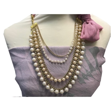 Collier En Perles et Chainette Doré.