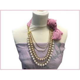 Collier En Perles et Chainette Doré.
