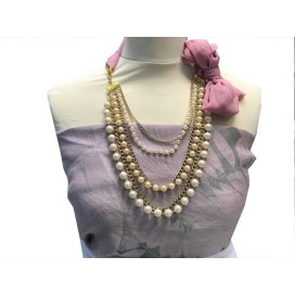 Collier En Perles et Chainette Doré.