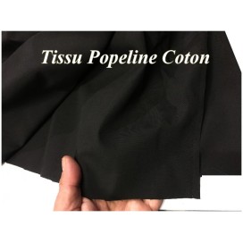 Tissu Popeline noir En Coton Au Mètre En Grande Largeur