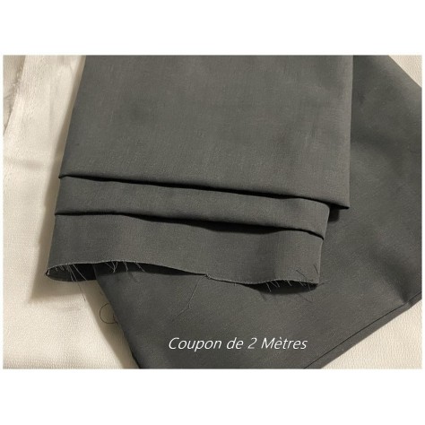 Coupon de 2 Mètres de Tissu Coton Gris En Grande Largeur