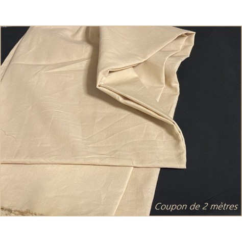 Coupon de 2 Mètres de Tissu Coton Beige En Grande Largeur
