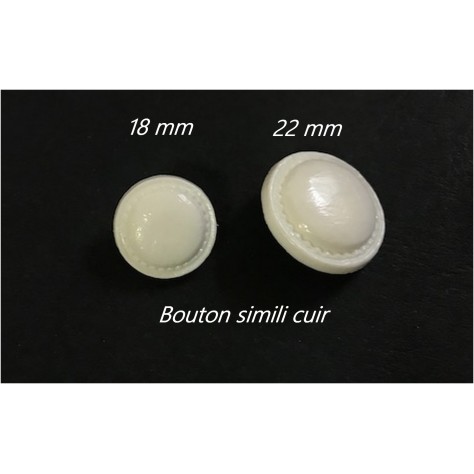 Bouton Simili Cuir Blanc en diamètre 22 mm avec Impression Sellier à coudre