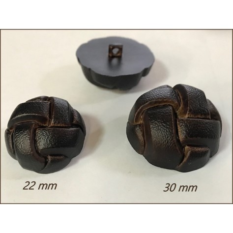 Bouton simili Cuir Mat Marron Choco bombé en diamètre 30 mm Couture