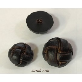 Bouton simili Cuir Mat Marron Choco bombé en diamètre 30 mm Couture