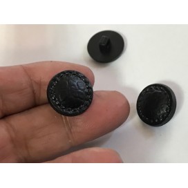 Bouton simili Cuir Noir en diamètre 18 mm à coudre, bouton façon cuir à queue