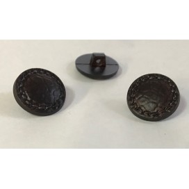 Bouton simili Cuir marron en diamètre 18 mm à coudre, bouton façon cuir à queue