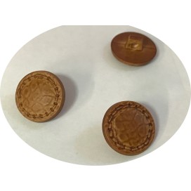 Bouton simili Cuir Tabac en diamètre 18 mm à coudre, bouton façon cuir à queue