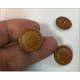 Bouton simili Cuir Tabac en diamètre 18 mm à coudre, bouton façon cuir à queue