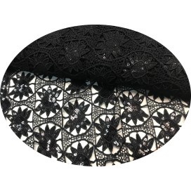 Tissu Guipure Sequins Et Paillette noir au mètre En Grande Largeur
