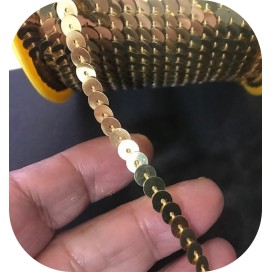 ruban paillette doré, fil doré en sequin doré au mètre
