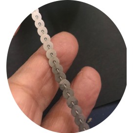 ruban paillette argenté, fil argent en sequin au mètre