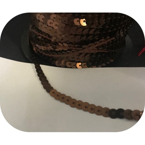 ruban paillette marron, fil marron en sequin au mètre