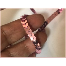 ruban paillette vieux rose, fil  en sequin vieux rose au mètre
