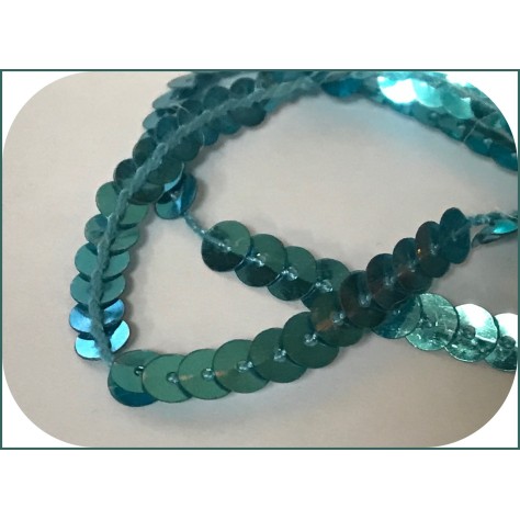 ruban paillette turquoise, fil  en sequin turquoise pas cher au mètre