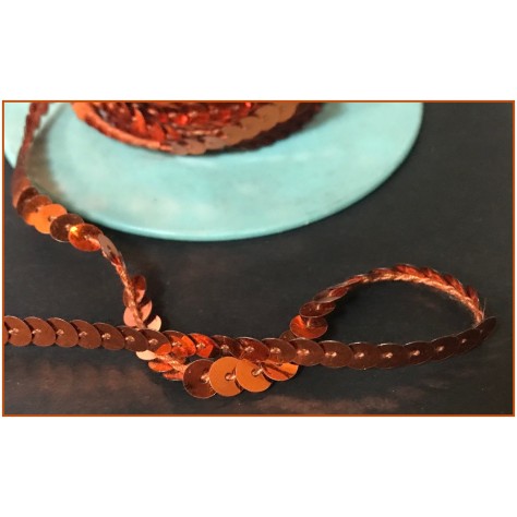 ruban paillette orangé, fil  en sequin orange pas cher au mètre