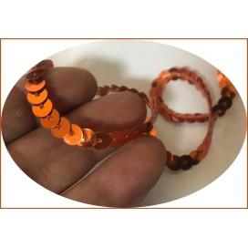 ruban paillette orangé, fil  en sequin orange pas cher au mètre