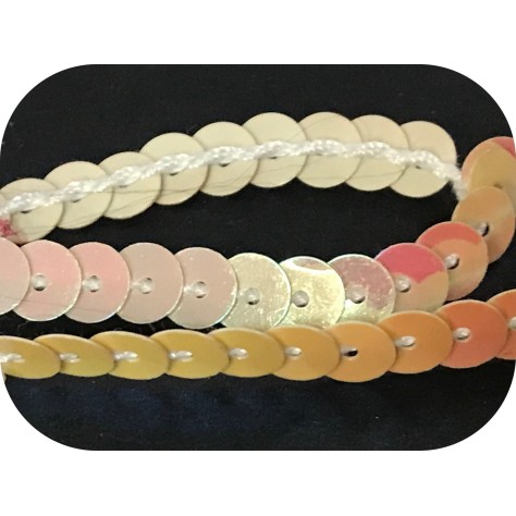 ruban paillette écru irisét, fil  en sequin pas cher au mètre