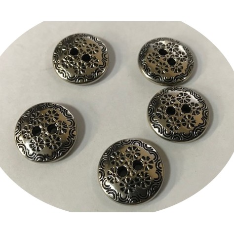 Lot de 5 boutons argenté couture en 18 mm