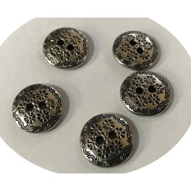 Lot de 5 boutons argenté couture en 18 mm