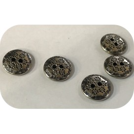 Lot de 5 boutons argenté couture en 18 mm