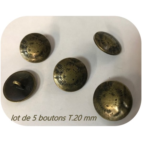 Lot de 5 boutons bronze couture en 20 mm
