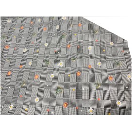 Tissu En Coton Imprimé Prince De Galle Gris fleurs Au Mètre En Grande Largeur