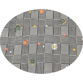 Tissu En Coton Imprimé Prince De Galle Gris fleurs Au Mètre En Grande Largeur