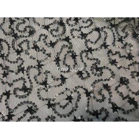 Tissu Paillette Stretch Noir Au Mètre , tissu Lycra Noir pour lingerie en Grande Largeur.