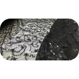 Tissu Paillette Stretch Noir Au Mètre , tissu Lycra Noir pour lingerie en Grande Largeur.