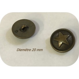 Bouton Bronze style "militaire "Couture en Diamètre 20 mm