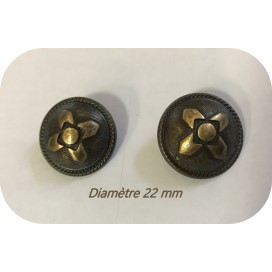 Bouton Bronze Mètal style "militaire " insigne Couture en Diamètre 20 mm
