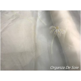 Tissu Organza De Soie Brodé Ivoire Au Mètre Couture.