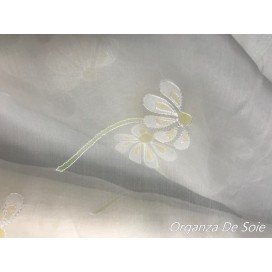Tissu Organza De Soie Brodé Ivoire Au Mètre Couture.