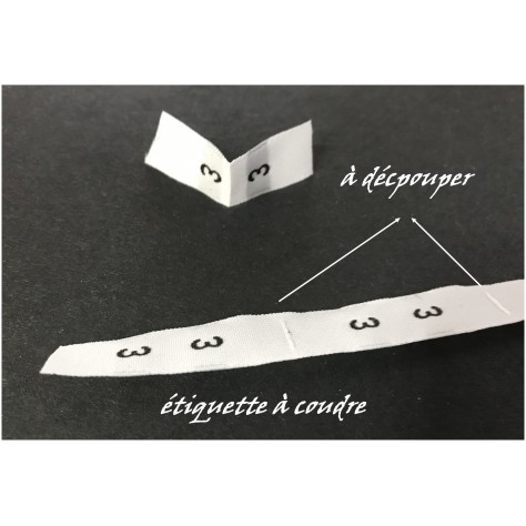 Etiquette De Vêtements Blanches " Taille 3" Par 100 Pièces  A Coudre, Contexture Pour Confection.