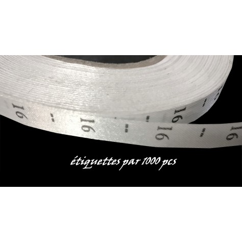 1000 Etiquettes De Vêtements " Taille 16 ans " Par 1000 Pièces  A Coudre, Contexture Pour Confection.