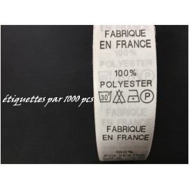 Etiquette De Vêtements  100 % Polyester x  Par 1000 Pièces A Coudre De Composition Textile , Contexture " FABRIQUE EN FRANCE ".