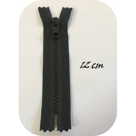 Zip Fermeture Injecté noir en 12 cm en Maille à Coudre  .
