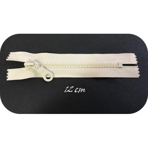 Zip Fermeture Injecté ecru en 12 cm en Maille plastique à Coudre  .
