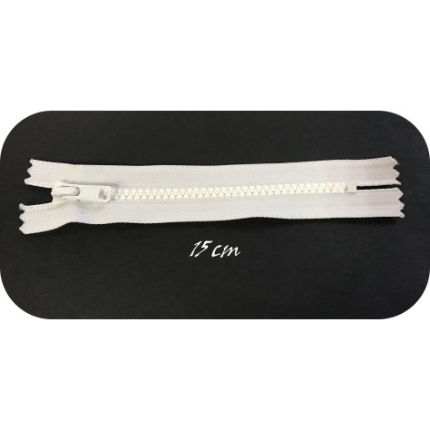 Zip Fermeture Injecté blanche en 15 cm en Maille plastique à Coudre  .