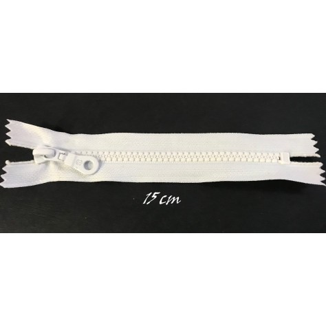 Zip Fermeture Injecté blanche en 15 cm en Maille plastique à Coudre  .
