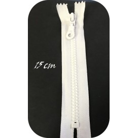 Zip Fermeture Injecté blanche en 15 cm en Maille plastique à Coudre  .