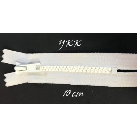 Zip Fermeture Injecté Blanche en 10 cm YKK en Maille plastique à Coudre  .
